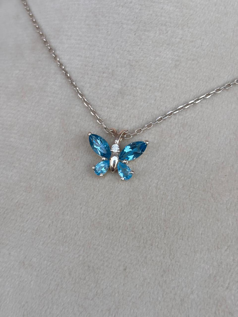 Blue Topaz Butterfly Necklace 92.5 Sterling Silver | Elegant Everyday Jewelry