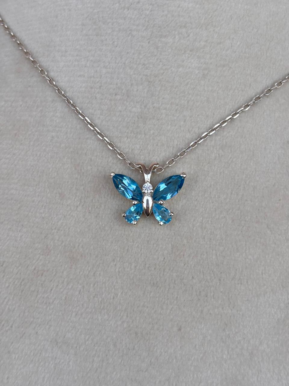 Blue Topaz Butterfly Necklace 92.5 Sterling Silver | Elegant Everyday Jewelry