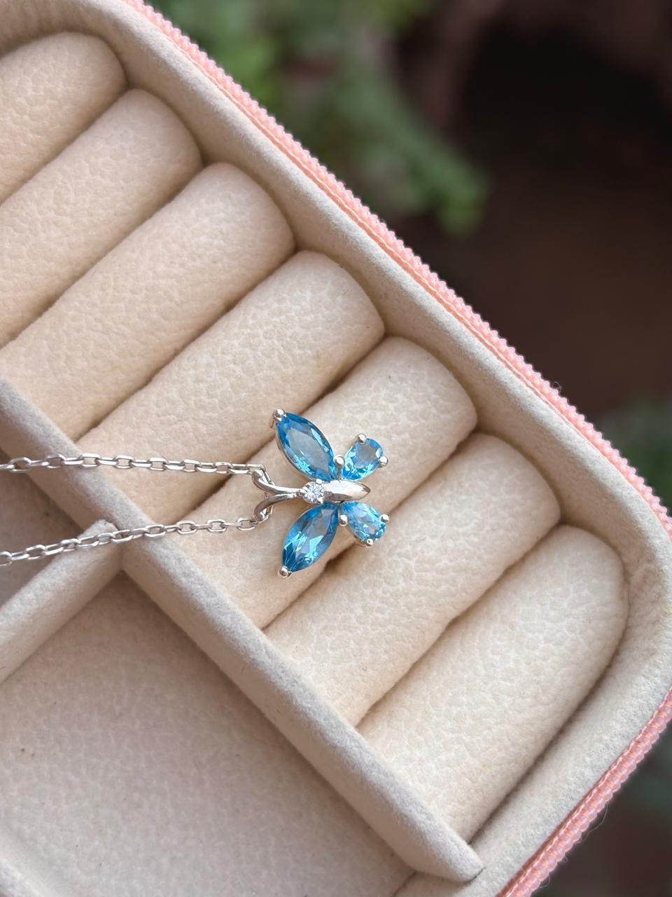 Blue Topaz Butterfly Necklace 92.5 Sterling Silver | Elegant Everyday Jewelry