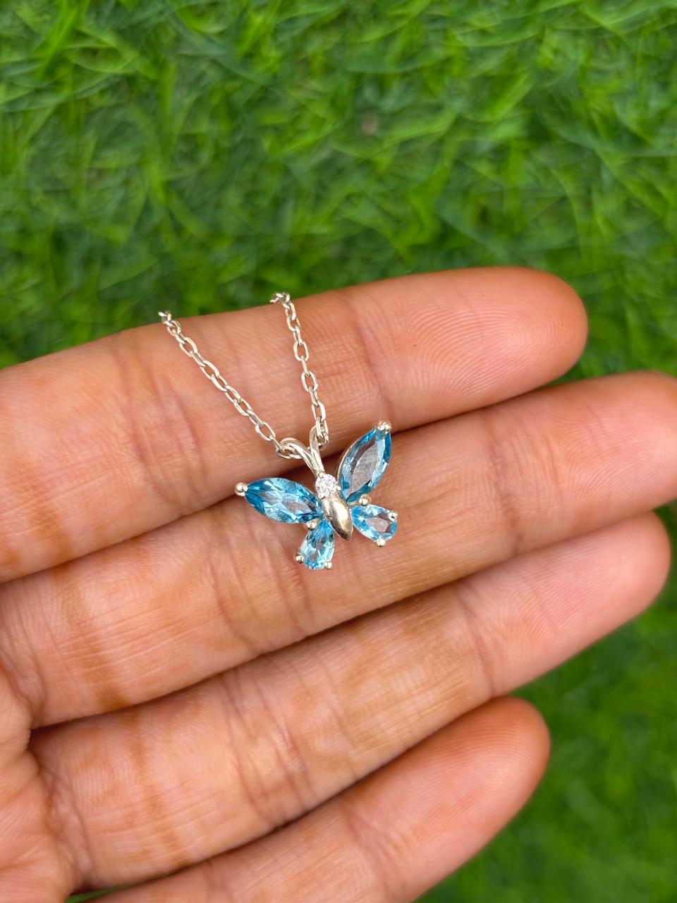 Blue Topaz Butterfly Necklace 92.5 Sterling Silver | Elegant Everyday Jewelry