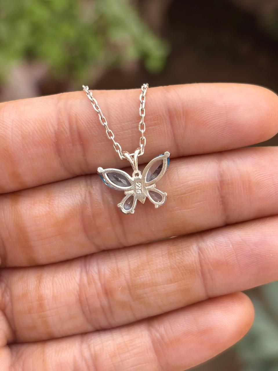 Blue Topaz Butterfly Necklace 92.5 Sterling Silver | Elegant Everyday Jewelry