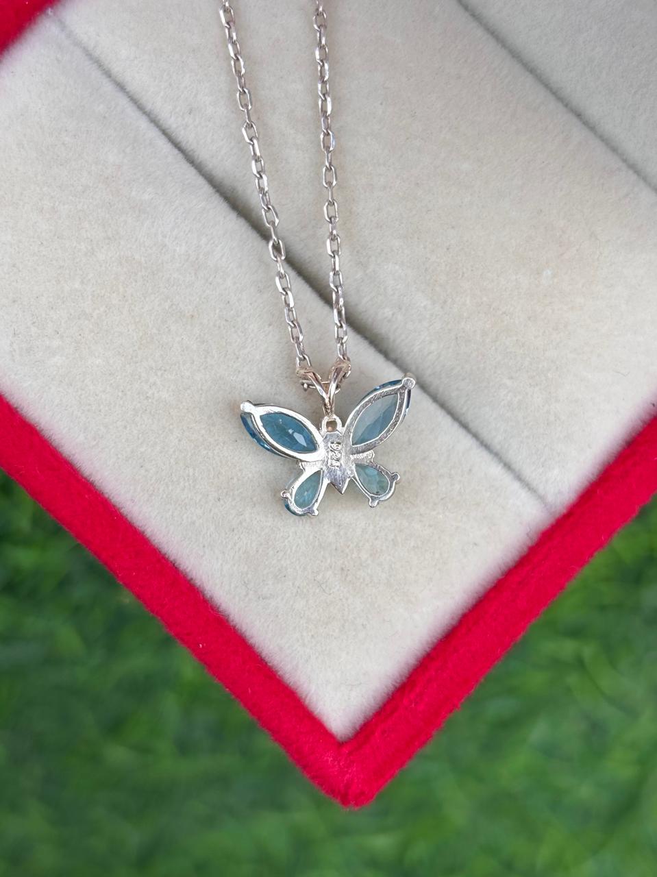 Blue Topaz Butterfly Necklace 92.5 Sterling Silver | Elegant Everyday Jewelry