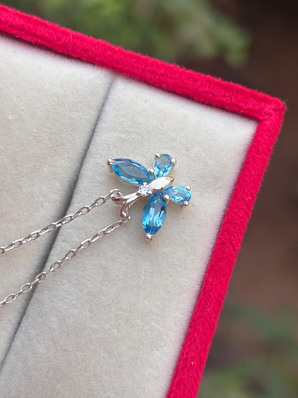 Blue Topaz Butterfly Necklace 92.5 Sterling Silver | Elegant Everyday Jewelry