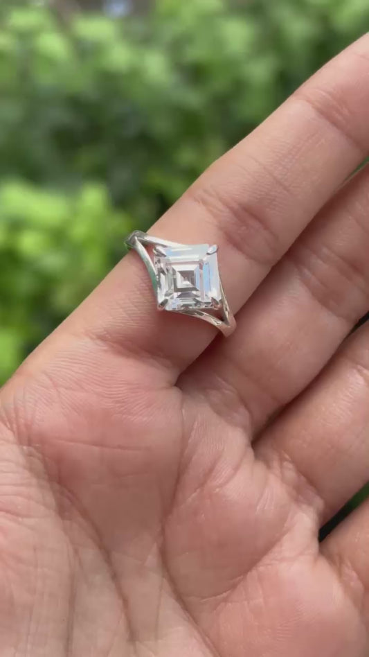 Moissanite Ring in Asscher Cut